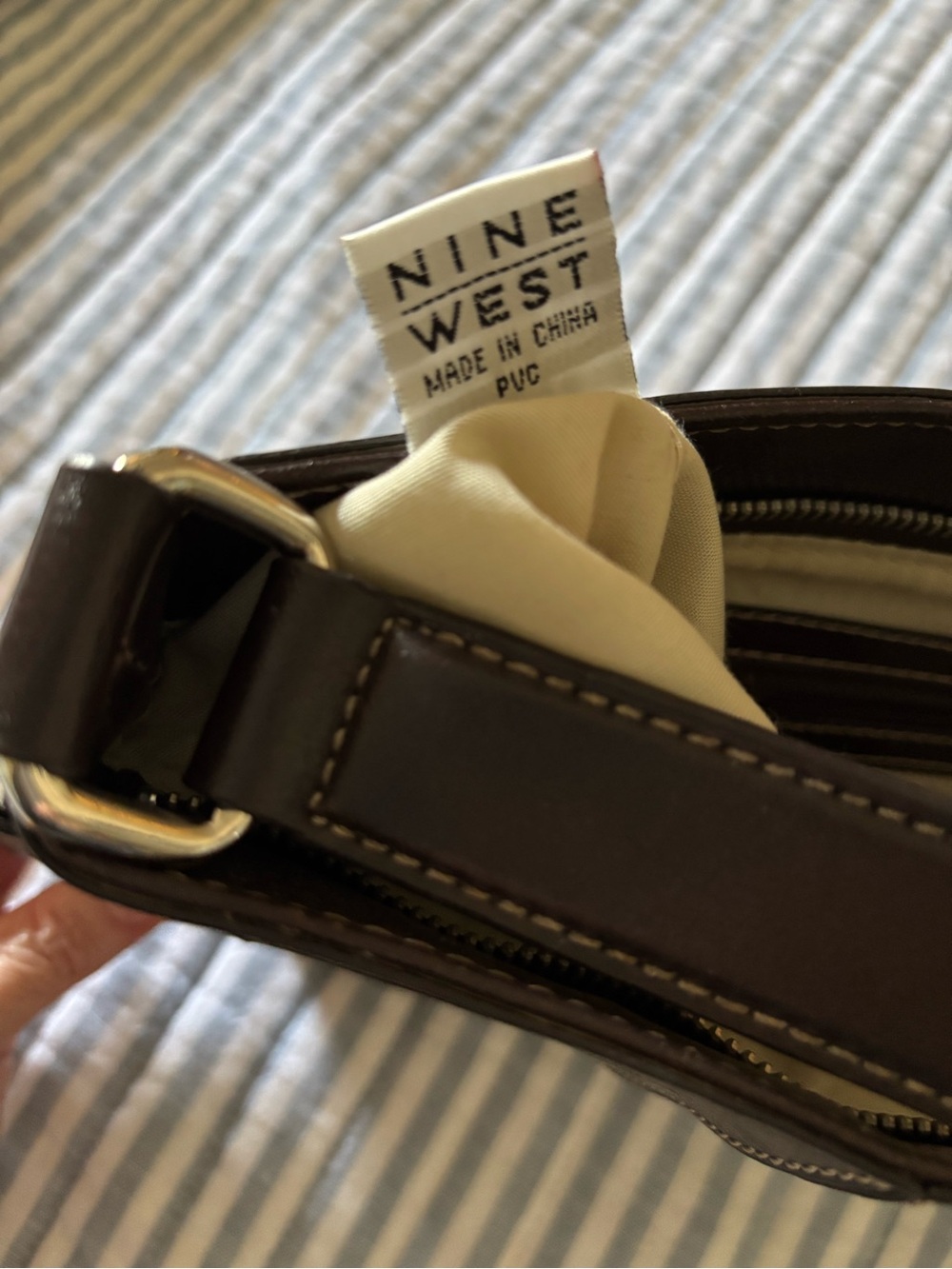 Vintage Y2K Nine West Espresso Brown Baguette Shoulder Bag Minimalist 90s - Picture 8 of 9